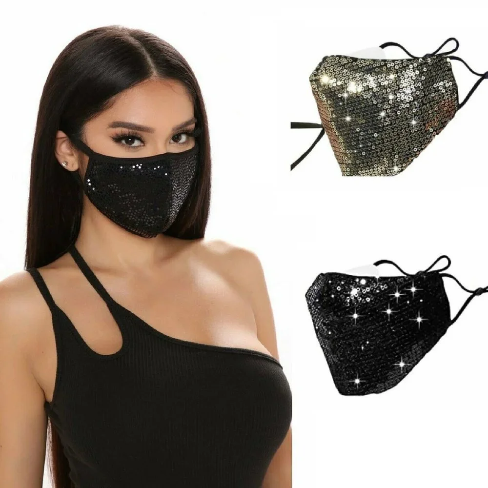 NEW Sequins Face Mask Unisex Fashion Glittery Reusable